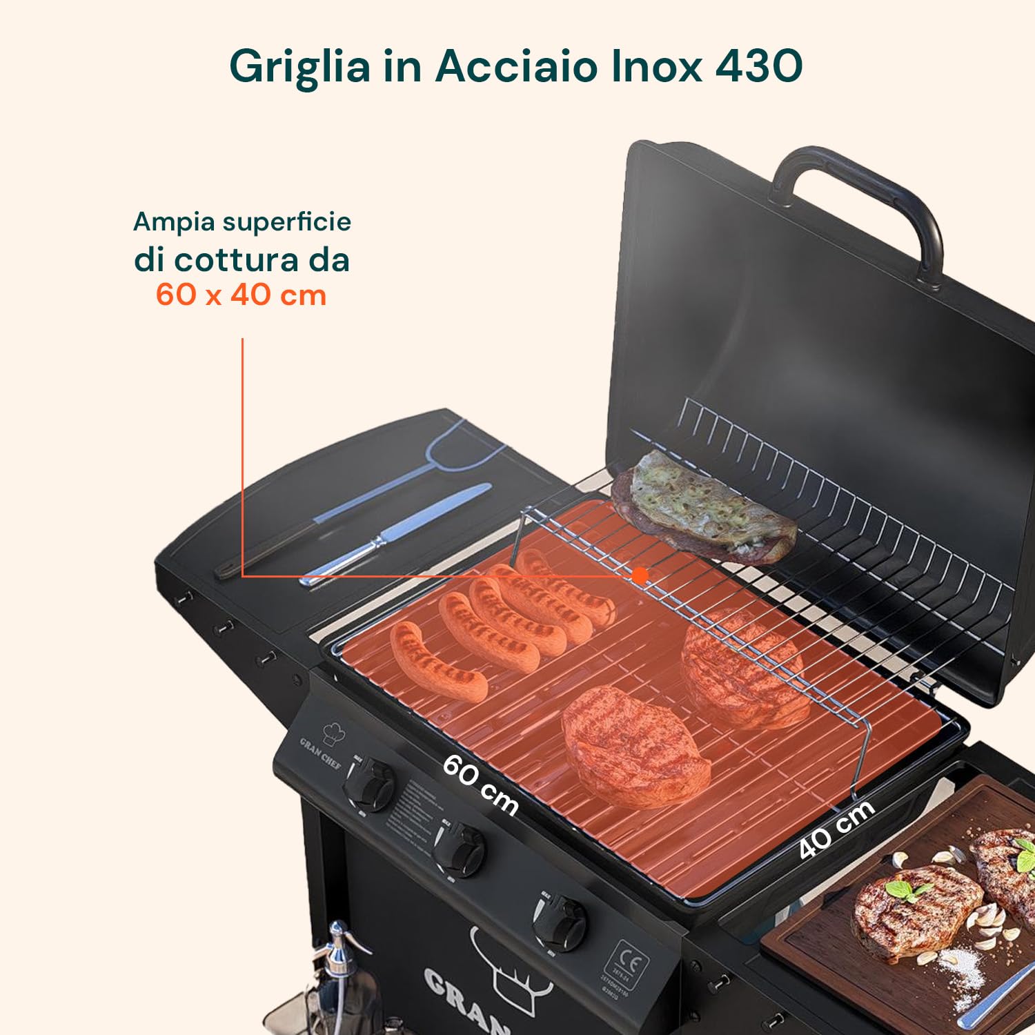 Avilia Barbecue a Gas 3 Fuochi Thomas – BBQ da Esterno in Acciaio Nero con Griglia Inox, Termometro, Cappa, Accensione Piezoelettrica e Ruote, Barbecue a Gas Esterno Compatto e Potente