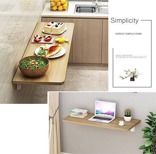 Miniatura 2 de Banco de trabajo montado en la pared para colgar en la pared, mesa plegable de madera maciza, mesa de cocina plegable pequeña, mesa de cocina
