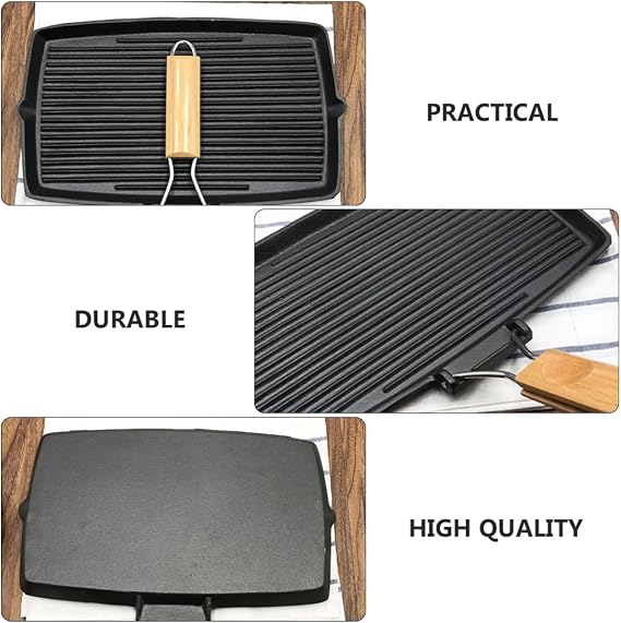 Cast Iron Skillet Non-stick Frying Pan Smooth Surface Cooking Pot Home Cooking Outdoor Bbq Pan