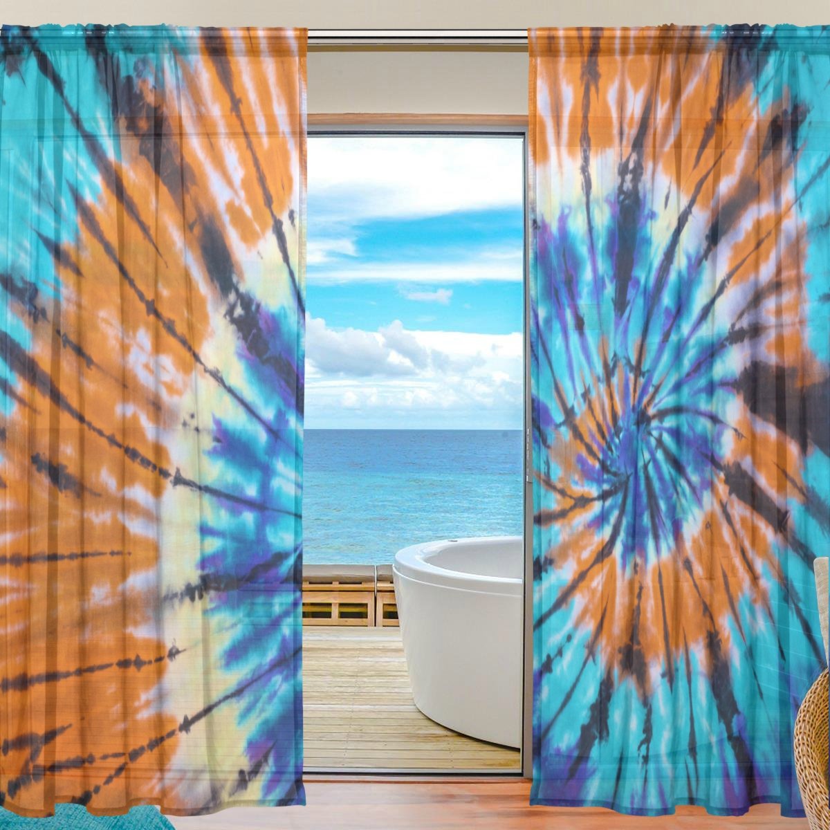 Tie Dye Sheer Curtains Curtains & Drapes