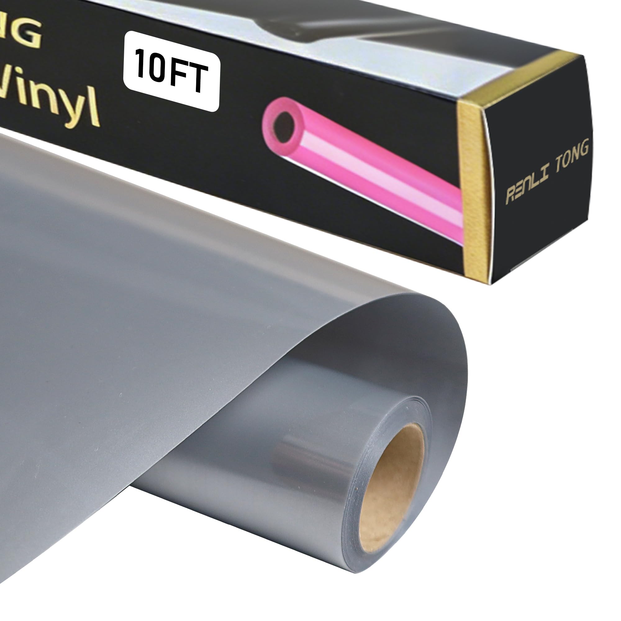 RENLITONG Heat Transfer Vinyl,12 Inch by 10ft Silver Iron on Vinyl