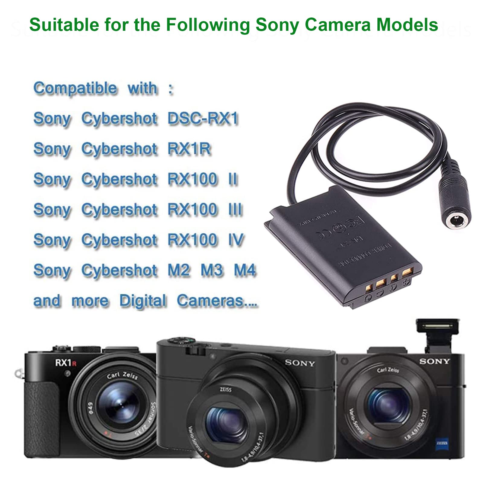 DK-X1 DC-Koppler AC-LS5 Netzteil (NP-BX1 Dummy-Batteriewechsel) Kit für Sony Cybershot ZV-1, DSC-RX1, RX1R, RX100 II III IV V VI VII, M2 M3 M4 M5 M6/B M7, HX50 HX90 HX300 WX300 WX350 WX500
