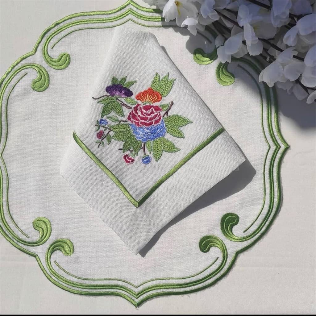 IANSHFKN Handmade Linen Tablecloth Placemats For Wedding Party Home Hotel Decor Embroidered Coasters Napkins