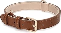 Vista 1 de WHIPPY Collar de cuero para perro pequeño y mediano, ajustable, suave, transpirable, de cuero, acolchado, con hebilla de aleación, resistente al