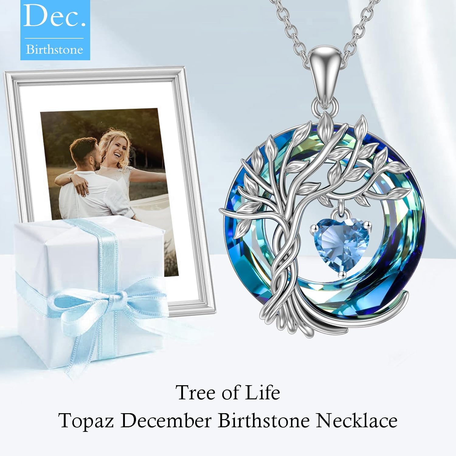 TOUPOP Tree of Life Birthstone Necklaces 925 Sterling Silver Irish Celtic Tree Pendant with Austrian Crystal Birthday Jewelry for Women Valentines Day Gifts for Her Wife Mom - Image 3