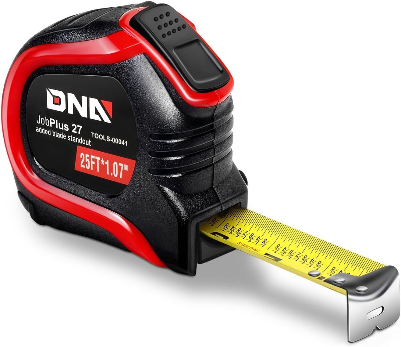 DNA Motoring TOOLS-00040 Heavy Duty Steel Blade Imperial Measuring Tape - 16 ft. Tape Reel with 1/8 inch Graduations, Push Button Lock