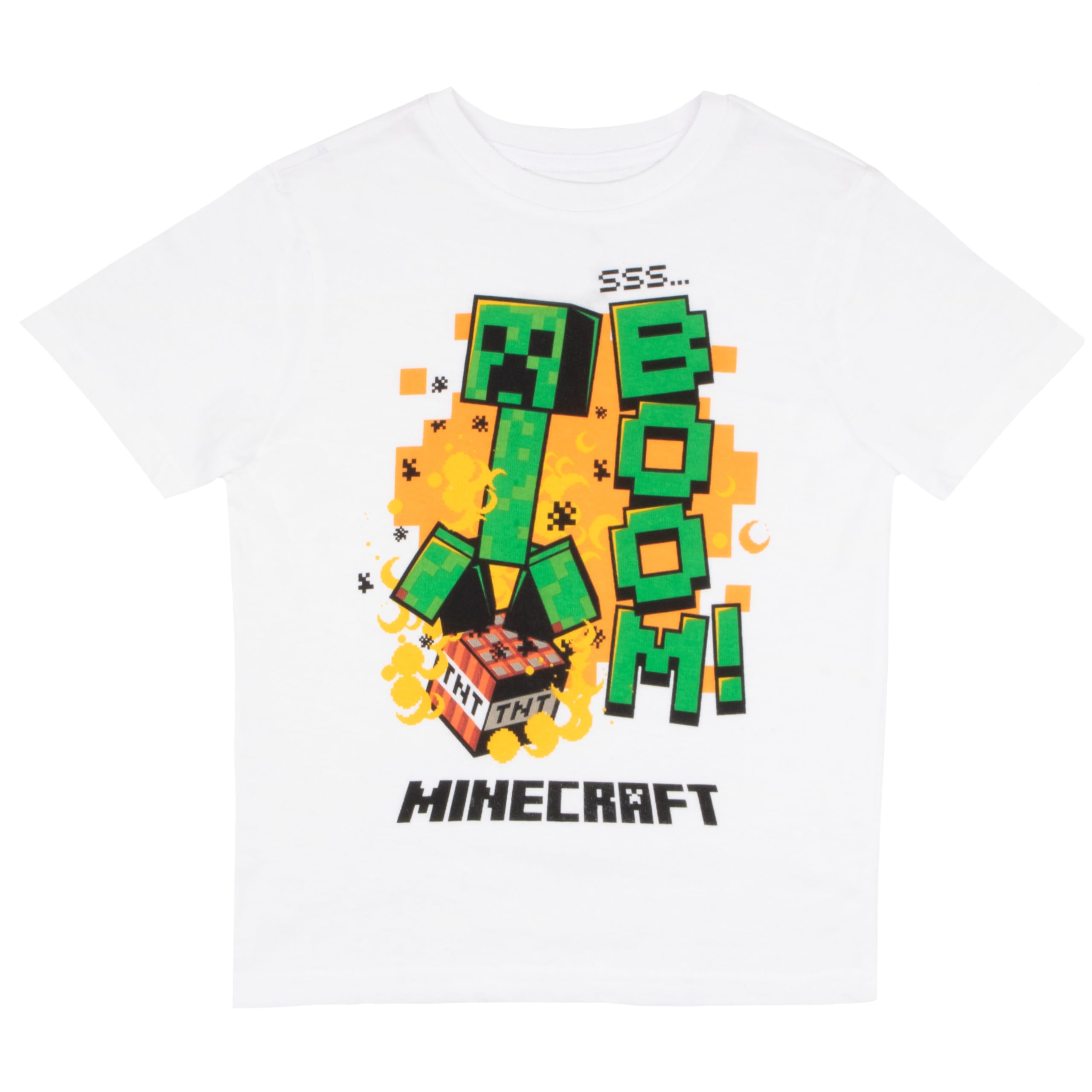 Minecraft Creeper Jungen 3-teiliges Set mit Reißverschluss, modischer Hoodie, kurzärmeliges T-Shirt und Jogginghose