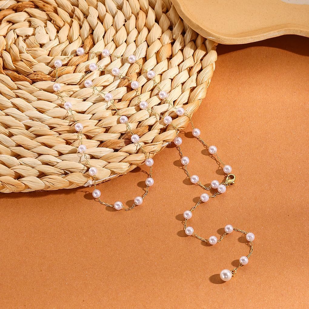 Long Lariat Necklace for Women Dainty Minimalist Pearl Pendant Necklaces Adjustable Cubic Zirconia Y Statement Necklace Aesthetic Jewelry Gift - Image 4