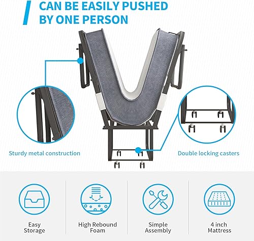 Miniatura 4 de Mjkone Cama plegable con colchón, marco de cama de tamaño individual de 75 x 31 pulgadas, cama plegable portátil para adultos para invitados, 4