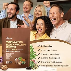 18-in-1 Black Walnut Wormwood Cleanse for Humans, 80 Day Supply, 6600mg Serving, Rapid Gut Cleanse & Digestive Health with Clove, Garlic, Turmeric, Pumpkin Seed, Oregano, Berberine & More 240 Softgels
