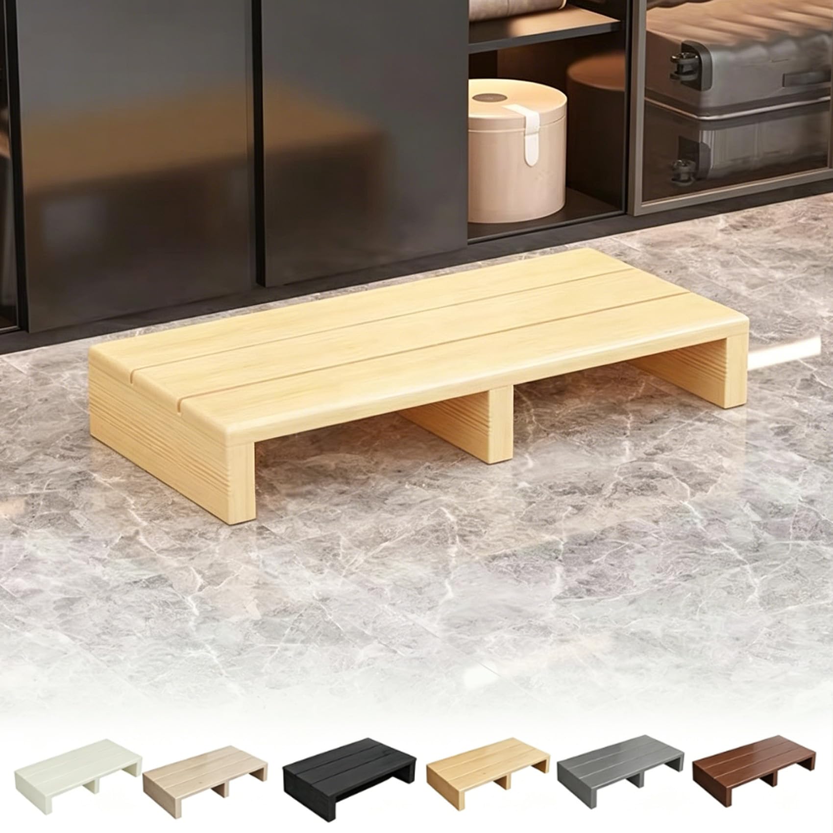 Brixtel Non-Slip Wooden Step Stool, Stepstools, Solid Pine Wood Mobility Aid Step Stool, Strong Load-Bearing Capacity, with Non-Slip, Steps/Entrance for High Beds Bathroom Kitchen Garden Doorstep