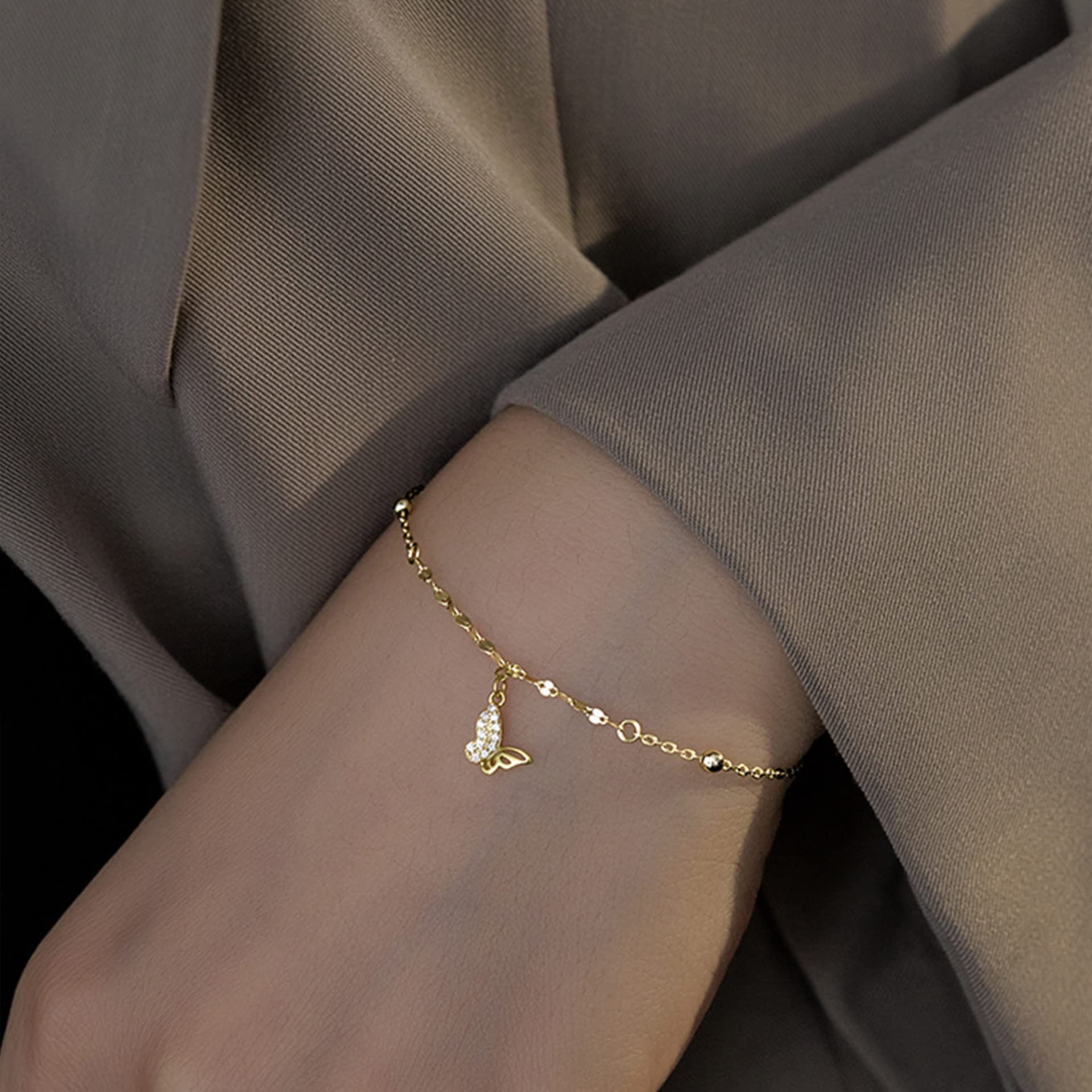 Armband für Frauen 925 mit Schmetterling, Zirkon, Geschenke für die Beste Freundin der Geburtstagskette ihrer Frauen Girls 15,5+3cm