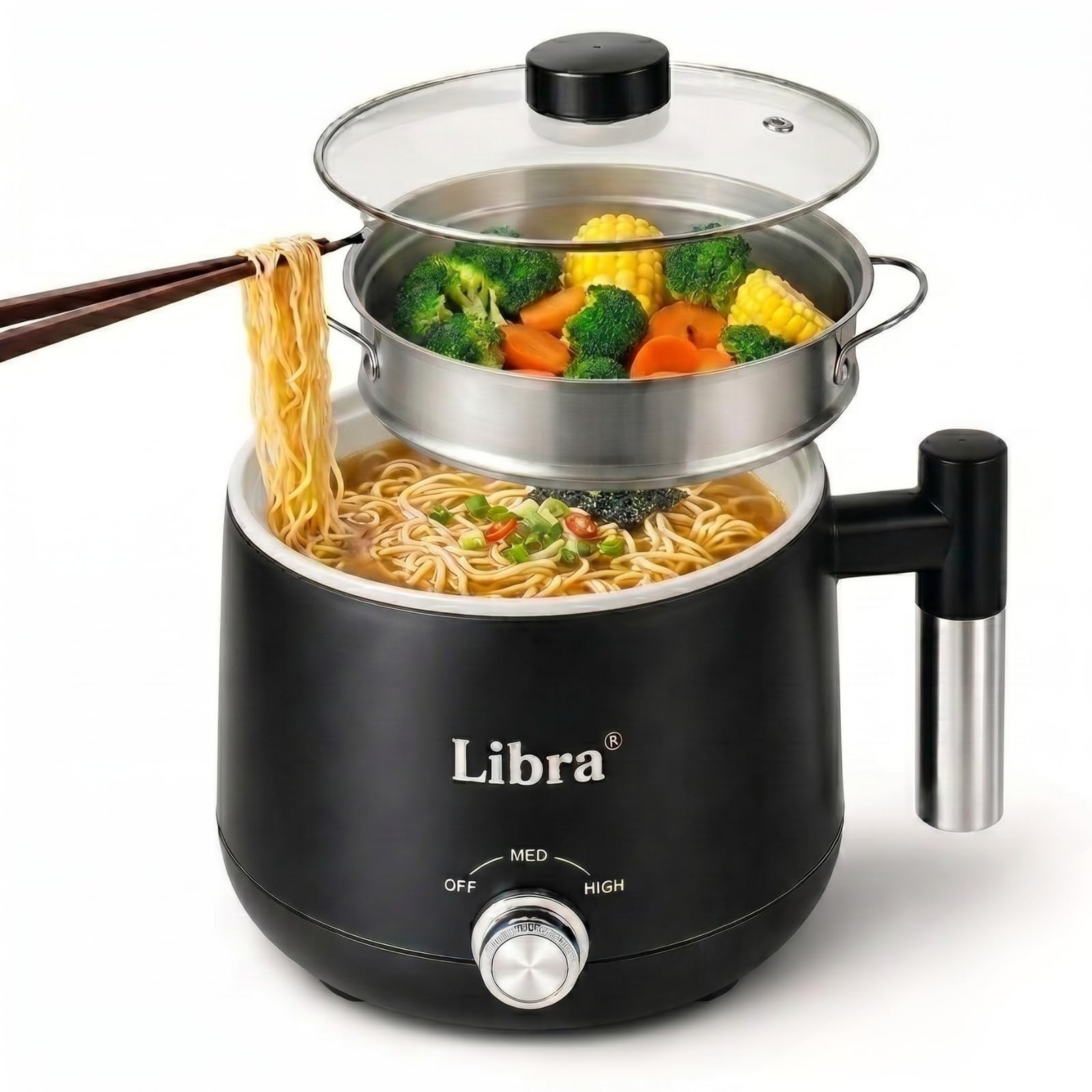 Libra Multipurpose Electric Kettle with Steamer & Egg Boiler | 1.5L Capacity | Ceramic Non-Toxic Inner Pot | Boil, Steam, Eggs | Auto Shut-Off, Dry-Boil Protection | 600W | Travel & Hostel Friendly