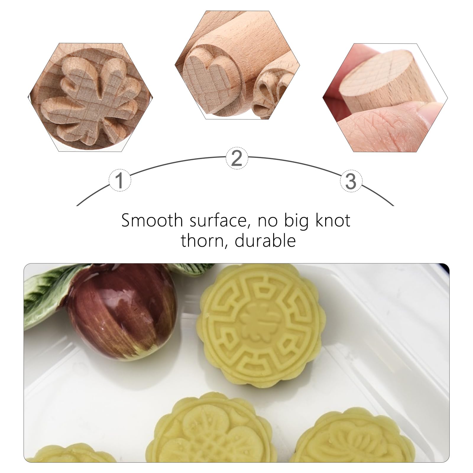 7Pcs Wooden Pottery Stamps DIY Clay Printing Blocks Mixed Patterns Clay Stamps for DIY Pottery Crafting Tools 2CM - Image 4