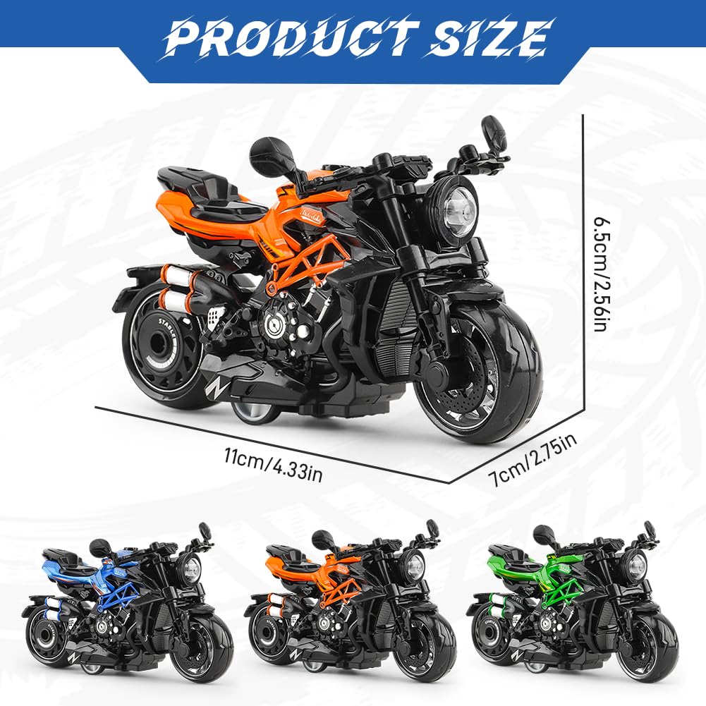 FCXVXCL Motorbike Toys,Mini Pull Back Toy Cars Motorcycles Toy for Kids,Alloy Motorcycle Model Retro Motorcycles Toy for Kids 3pcs - Image 2