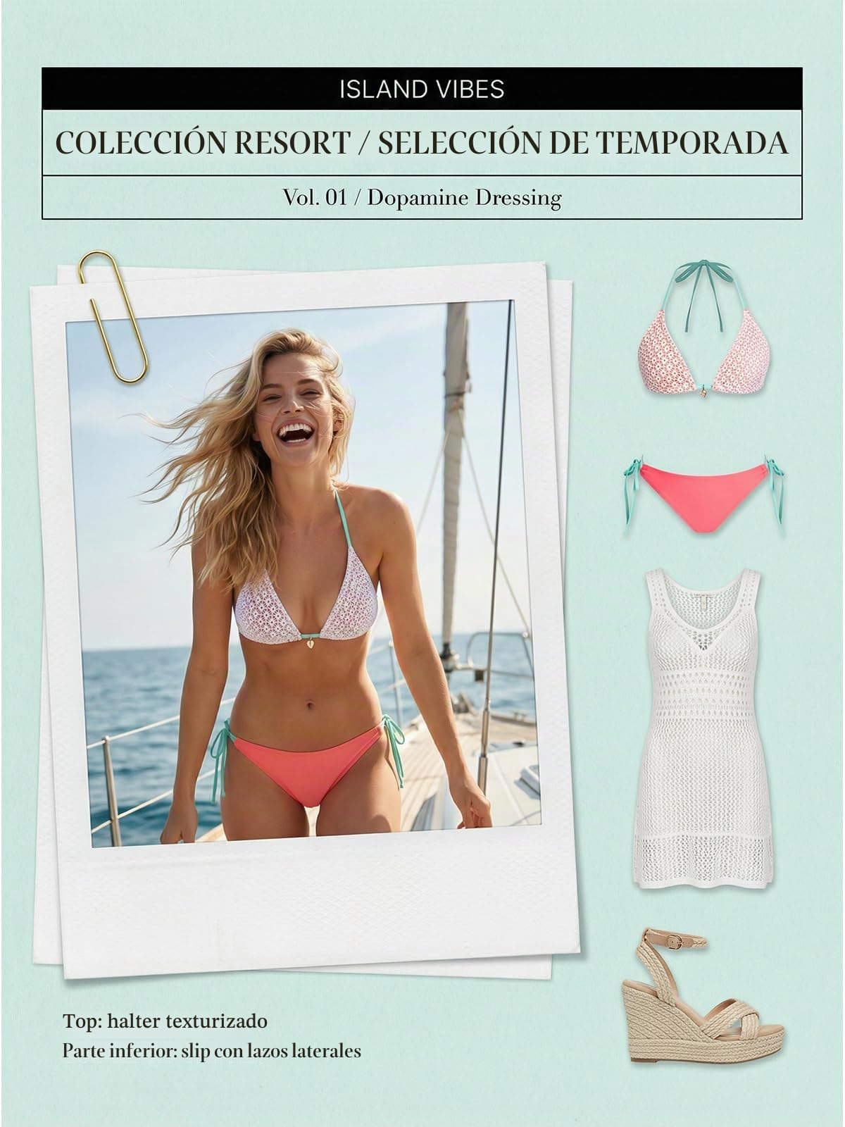 CUPSHE Conjunto de bikini para mujer, cuello en V, ajustable, dos piezas