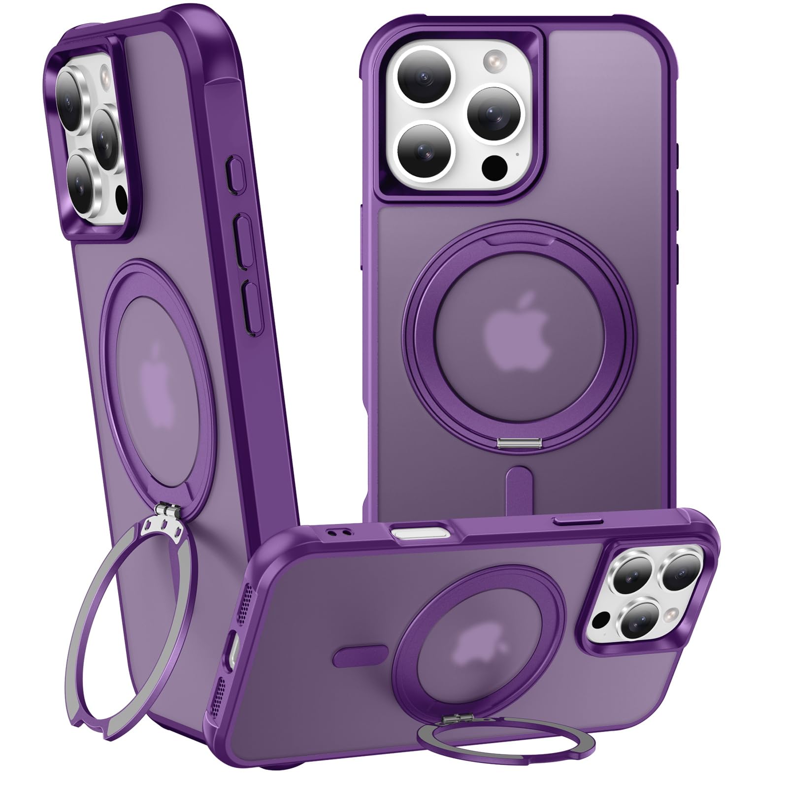 ZHOGTNEG 360° Magnetic Swivel Ring for iPhone 16 pro case, Built-in Metal Stand and Ring Holder, Magsafe Compatible, Military Grade Protection,