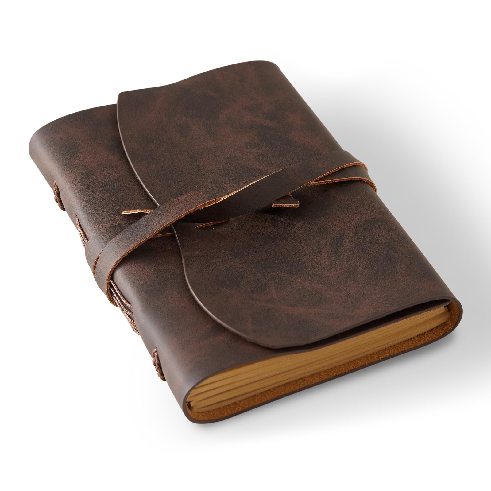 RILIHO Leder Notizheft, Kleines Notizbuch 4,8x6,5 Zoll, Mini Journal, Retro Premium Planer, Liniertes Tagebuch Vintage Stil, Ideal für Frauen und Männer, Künstler, Reisende, Dunkelbraun