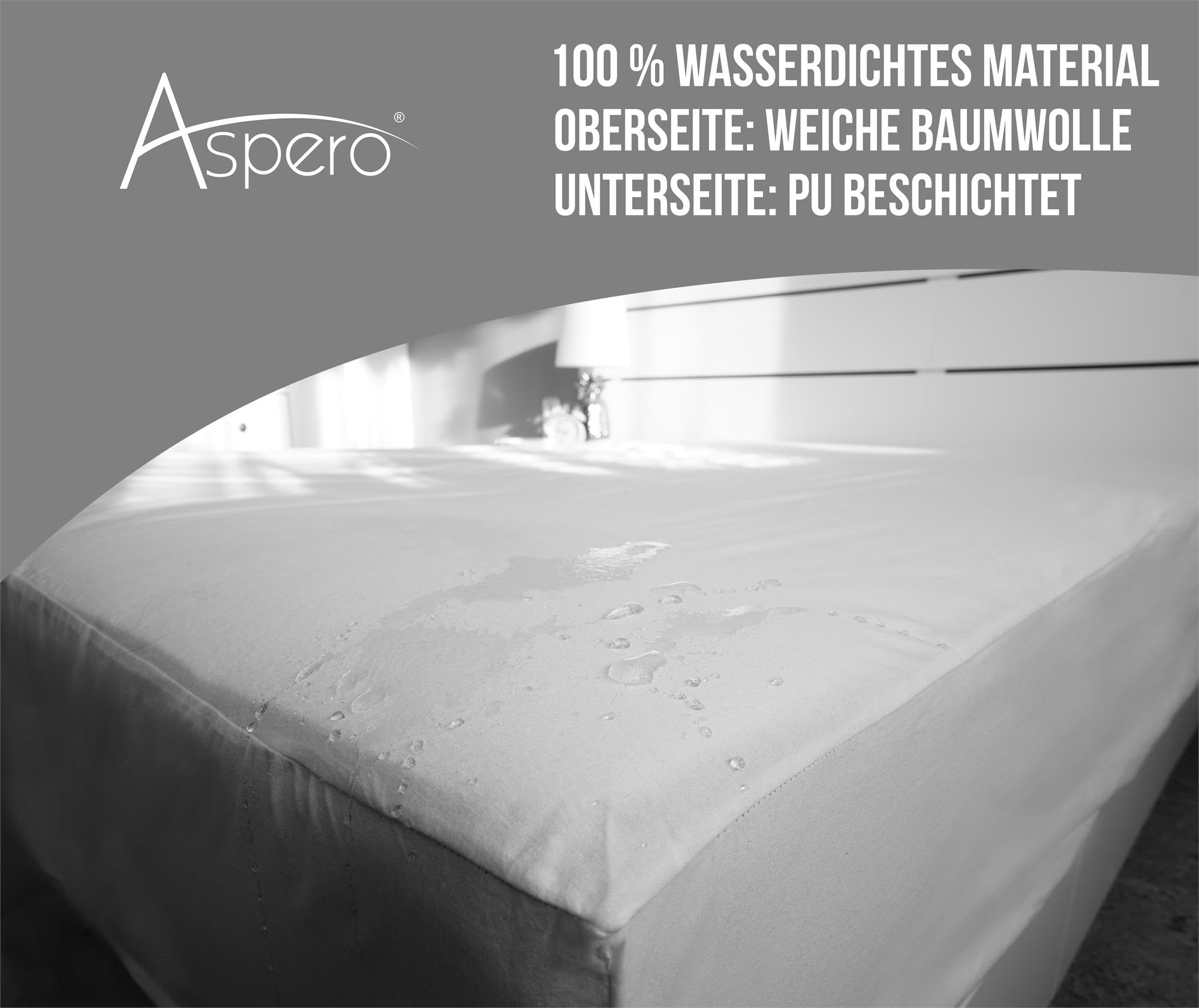 Wasserdichtes Spannbettlaken Inkontinenz Bettlaken aus Baumwolle Spannbetttuch 90x200-240x220 cm Weiß 180 cm × 200 cm × 35 cm