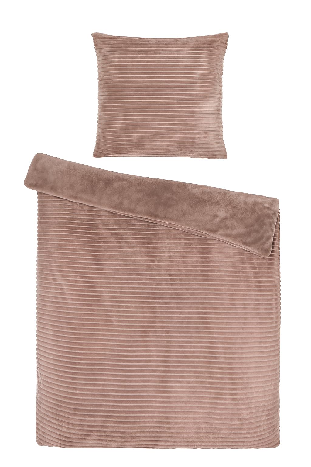 heimtexland Winter Bettwäsche Cord kuschelig weich warm Cashmere Touch Wende Bettbezug Set 80x80 I 155x220 Super Soft temperaturausgleichend atmungsaktiv Oeko-TEX Teddy Plüsch Kord Typ768 Taupe