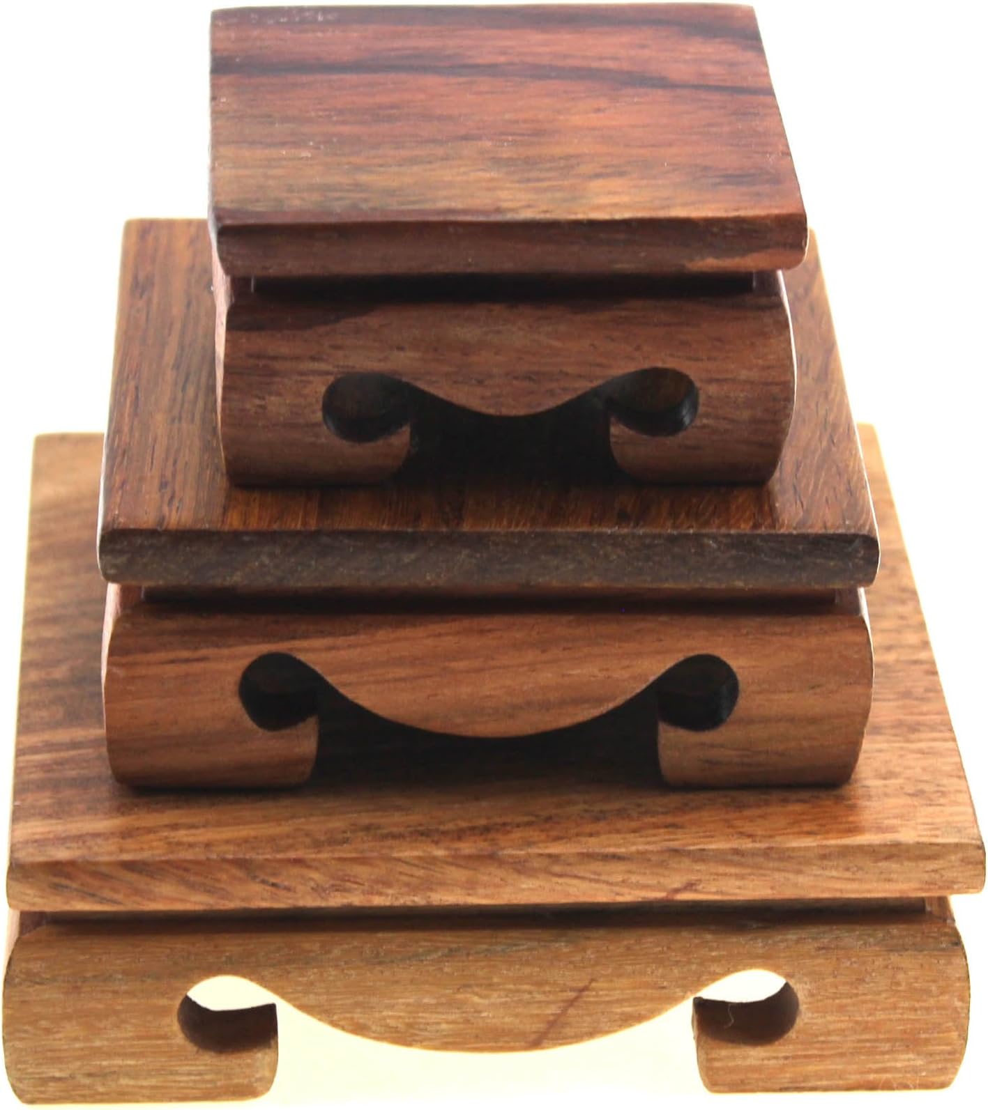 Oriental Furniture Display Stand Wooden Square Shape Solid Rosewood Wood Display Base Holder for Small Little Things Statues Items Home Decoration Include 3 Stands/Set