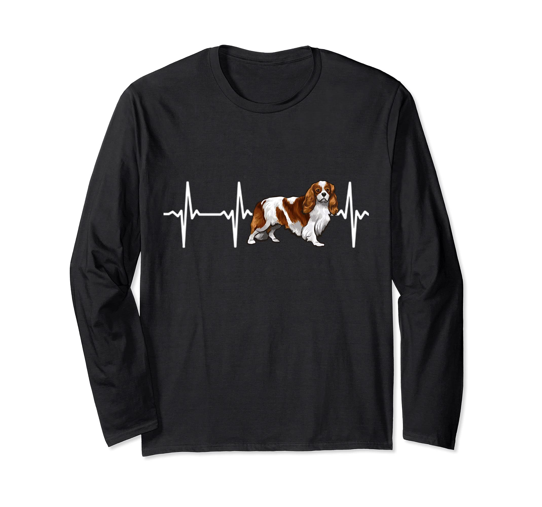Cavalier King Charles Spaniel Heartbeat Love My Dog Long Sleeve T-Shirt, Black