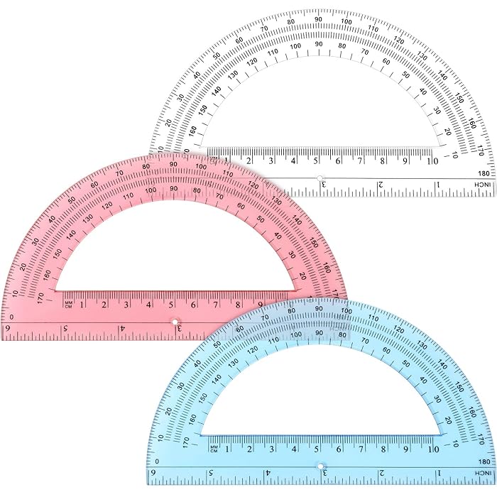 Buy Plastic Protractor 180 Degrees 6 Inch Math Protractor Translucent Protractors for Drafting