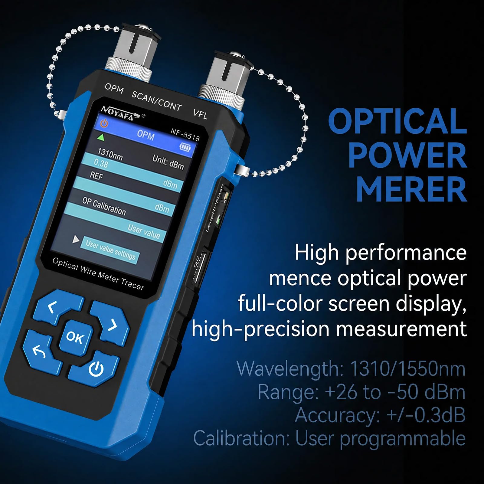 NOYAFA NF-8518 Netzwerkkabeltester mit Optischem Leistungsmesser - RJ45/RJ11, VFL, PoE, NCV, Längentest, Wire Mapping für CAT5/CAT6