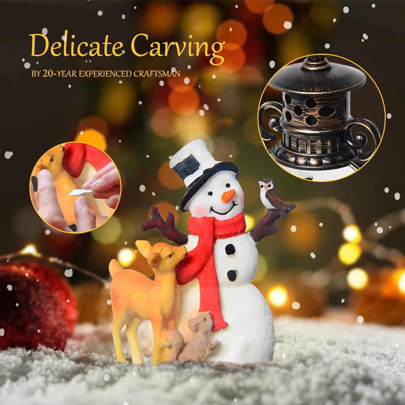 Christmas Snow Globes Lantern, Christmas Table Decorations with 8 Songs, 6H Timer, Battery & USB Powered Glitter Christmas Music Box Home Decor