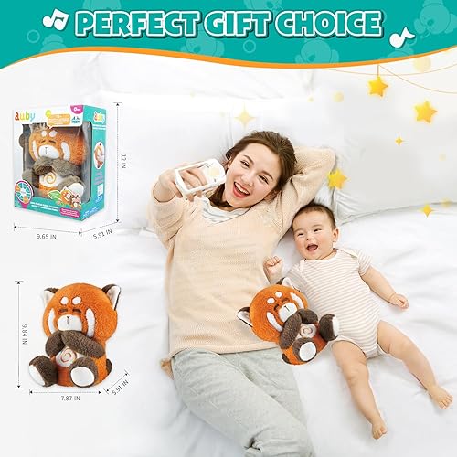 Miniatura 6 de auby Soothe n' Cuddle Panda - Juguete calmante para bebé, máquina de ruido blanco y canciones de cuna, comodidad de felpa con respiración rítmica,