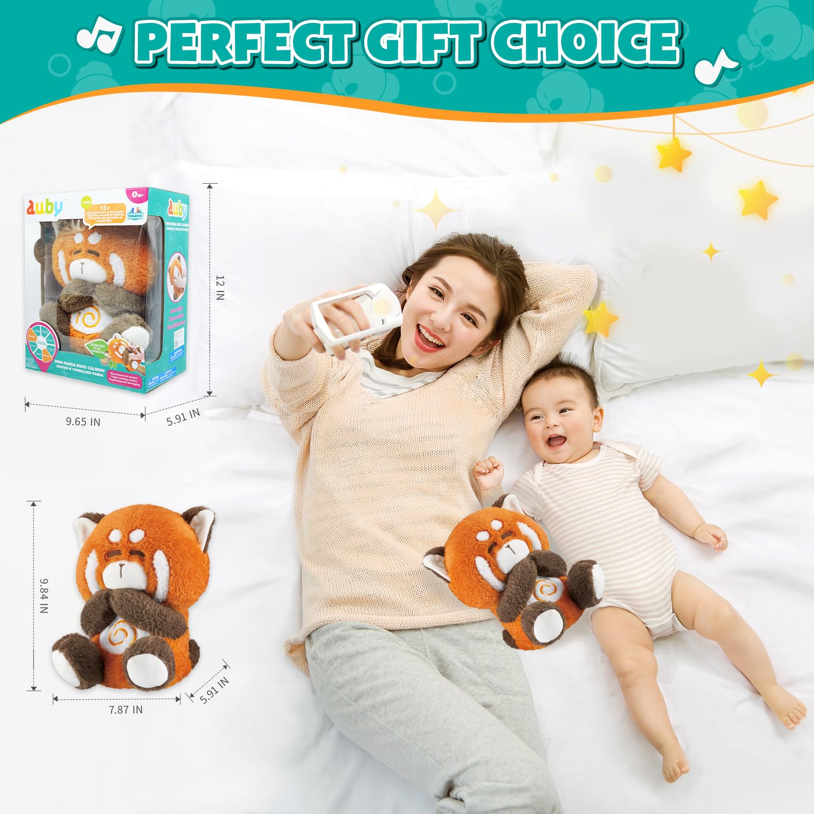 HuBorns - Peluche Musicale con Rumori Bianchi per Neonato, Proiettore Bambini con Luce Notturna per la Nanna, Modalità Rumore Bianco Neonato e 15 Canzoni Carillon, Ideale Regalo Neonato (Orso