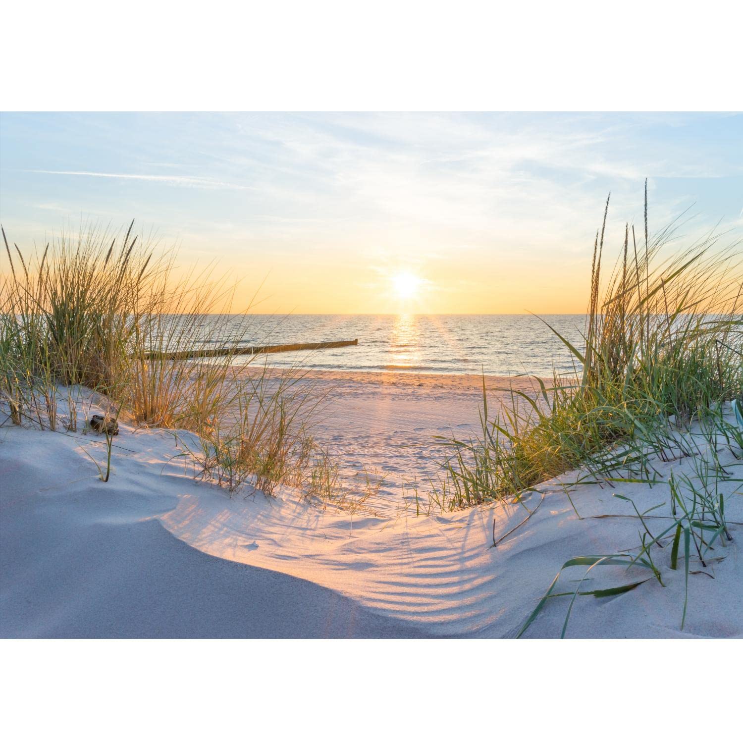 Runa Art Wallpaper 396 x 280 cm Beach Sunset Non-Woven Decoration Print Wall Mural Living Room - Made in Germany - Sea Nature 9559012a — image 1