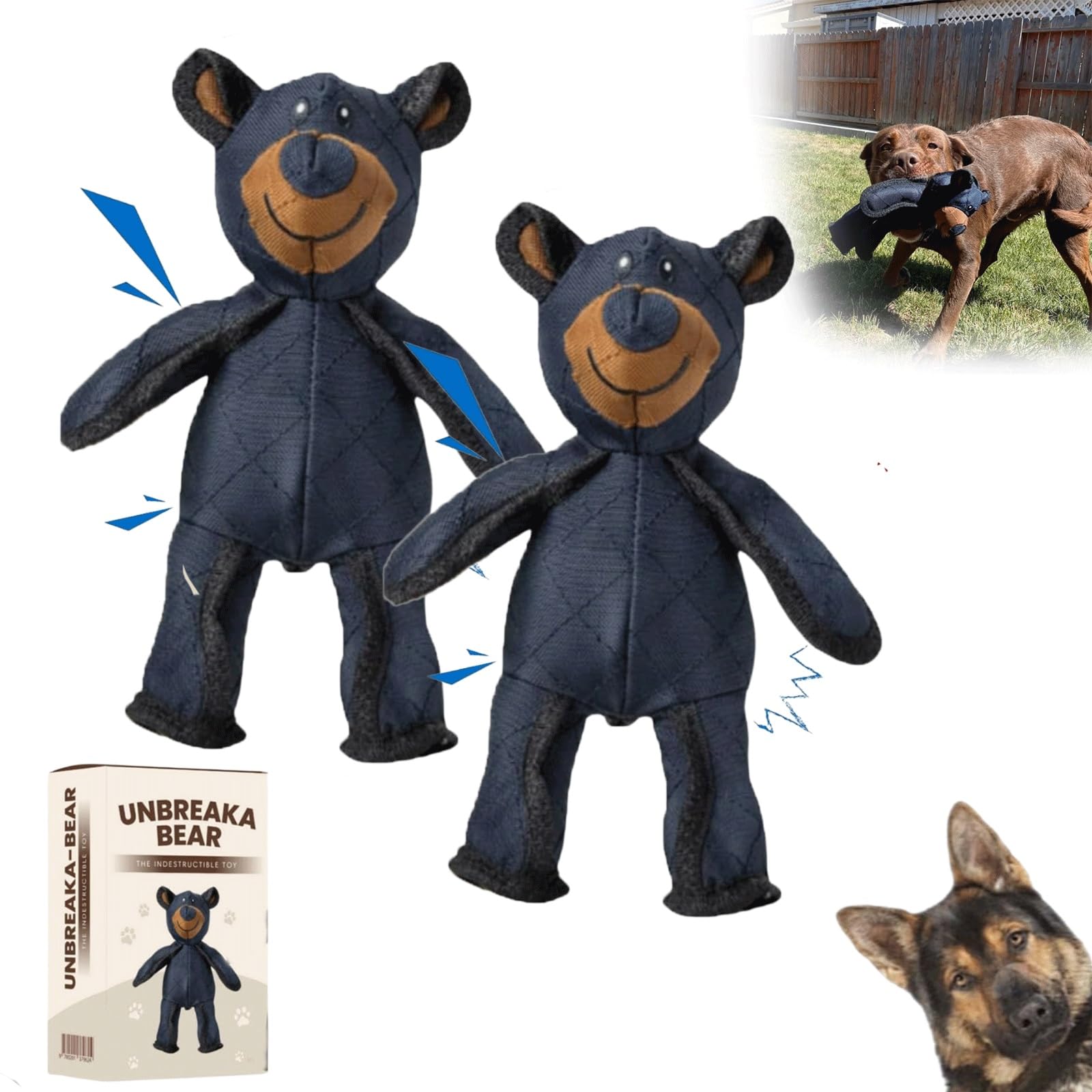 Unbreaka Bear Dog, Unbreakable Dog Toy Teddy Extreme Bear 2.0 Indestructabear - Resistant Squeaky Indestructa Bear Dog Chew Bones