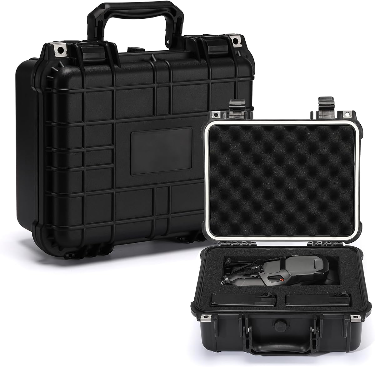 Mayouko 13.4"Caja de herramientas de plástico impermeable con inserto de espuma, 13.4" x 11.6" x 6", caja de almacenamiento con cerradura IP67, espuma personalizable, estuche duro resistente a los golpes, contenedor resistente a la intemperie, estuche protector duro para cámara