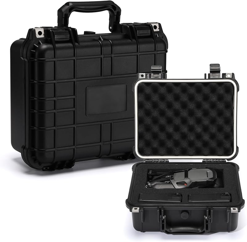 Mayouko 13.4"Caja de herramientas de plástico impermeable con inserto de espuma, 13.4" x 11.6" x 6", caja de almacenamiento con cerradura IP67, espuma personalizable, estuche duro resistente a los golpes, contenedor resistente a la intemperie, estuche protector duro para cámara
