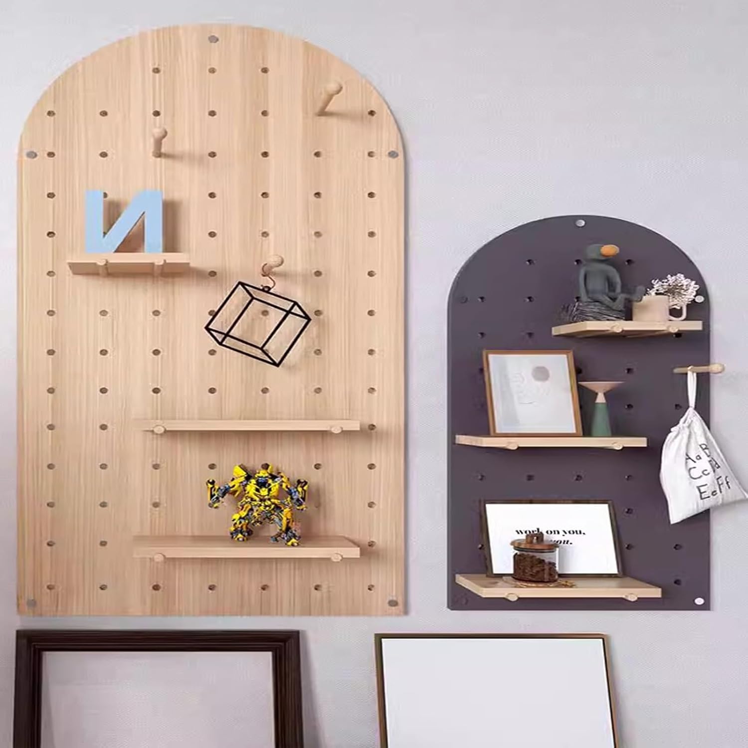 Wall Mounted Storage Pegboard,Pegboard Panels,Pegboard, Modular Grid Organizer Kit, Wall Mount DIY Pegboard, Living Room Ornaments Display Divider for Workbench Shop (Color : Natural, Size :