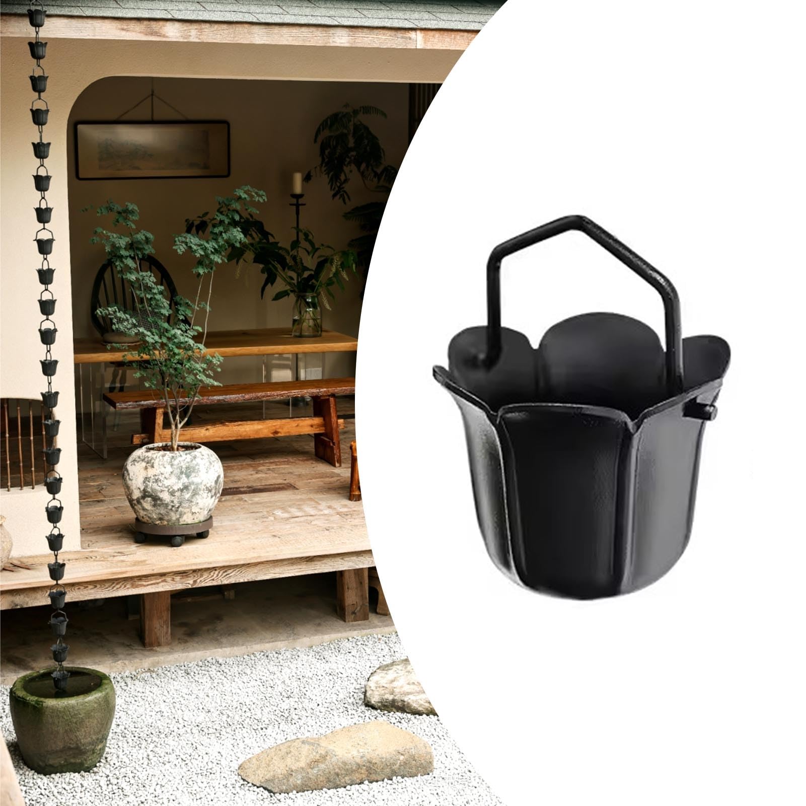 WOTZOV Rain Chain Petals Rain Gutter Chain For Outside Downspout, Rainwater Divert Chain, Garden Decor Rain Catcher Chain, Adjustable Length Roof Gutters Chain，300cm/10ft