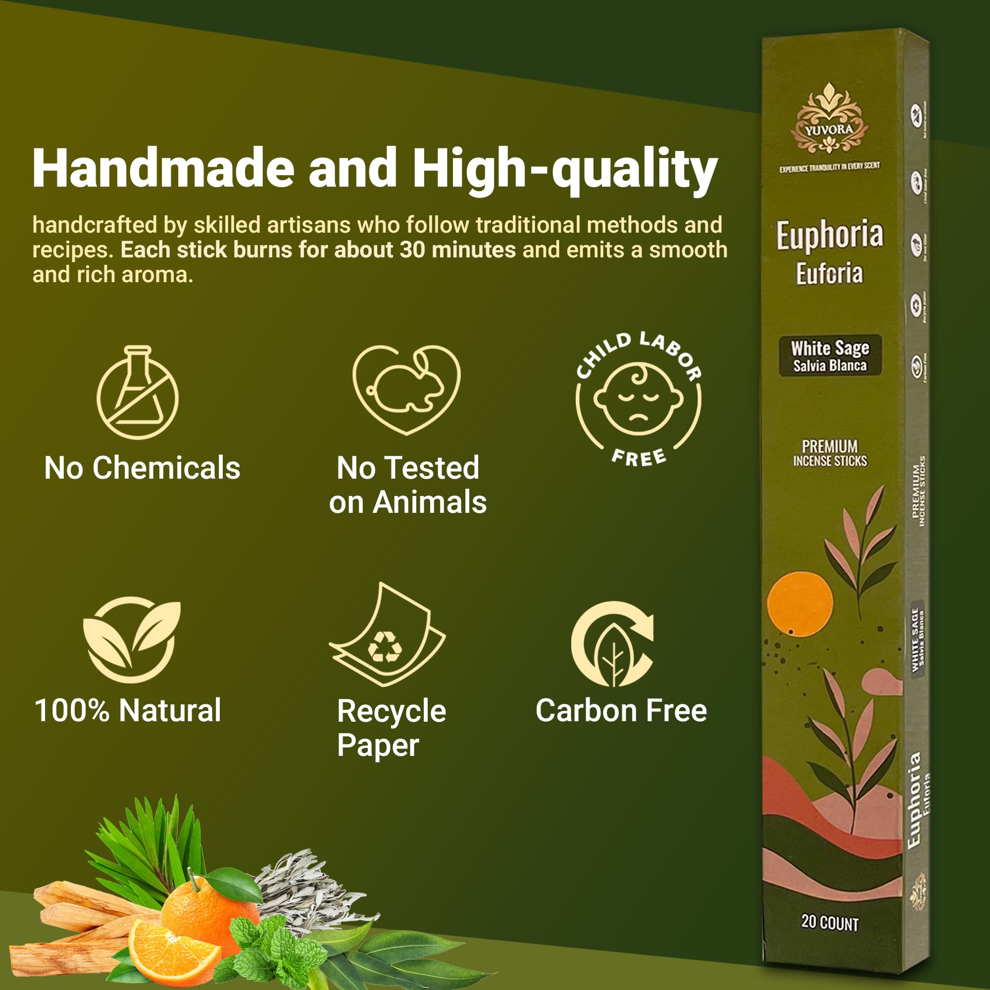 Juego de regalo de varillas de incienso aromáticas, 120 varillas de incienso hechas a mano con 6 aromas relajantes, perfectas para el hogar, meditación, yoga y relajación, incluye soporte