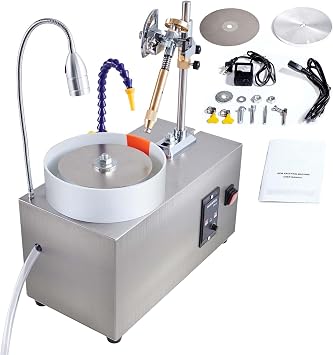Happybuy Gem Faceting Machine, 180W Jade Grinding & Polishing Machine, 0-2980RPM Adjustable Speed, Rock Jewel Angle Polisher with Mechanical Manipulator & Scale for Gemstone, Jade & Crystal