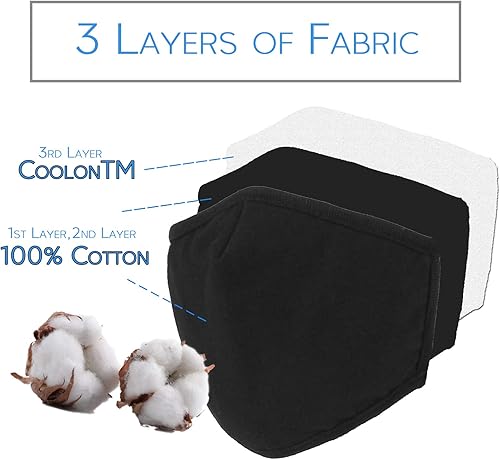 Miniatura 3 de WITHMOONS cubrebocas de tela lavable, reutilizable, de 3 capas, transpirable, con alambre para la nariz, 3 unidades, EU0304