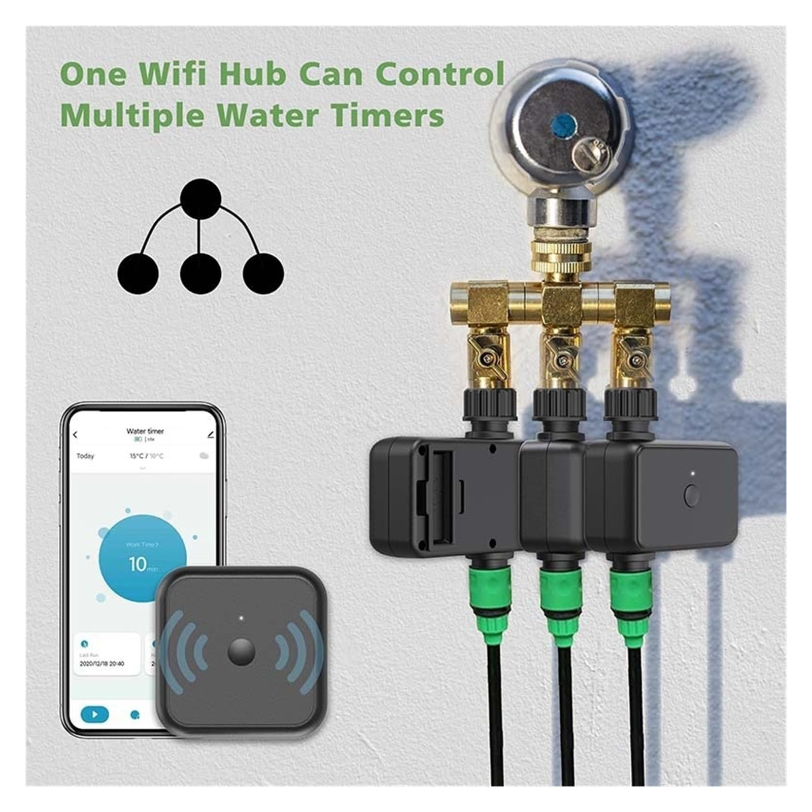 Inteligentny Licznik Czasu Nawadniania Ogrodu Ze Sterowaniem Wi-Fi I Bluetooth 15 Oddzielnych Programów Zawór Wodny