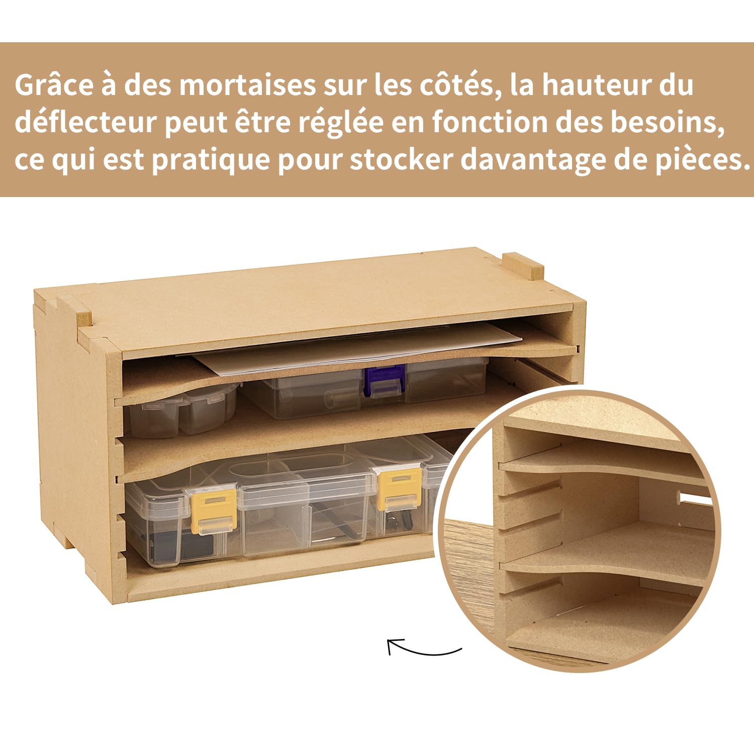 Bucasso GK4 Support Rangement Outils Maquette – Organisateur Pinceaux, Cutters, Lime – MDF Pour Modélisme Gundam Tamiya
