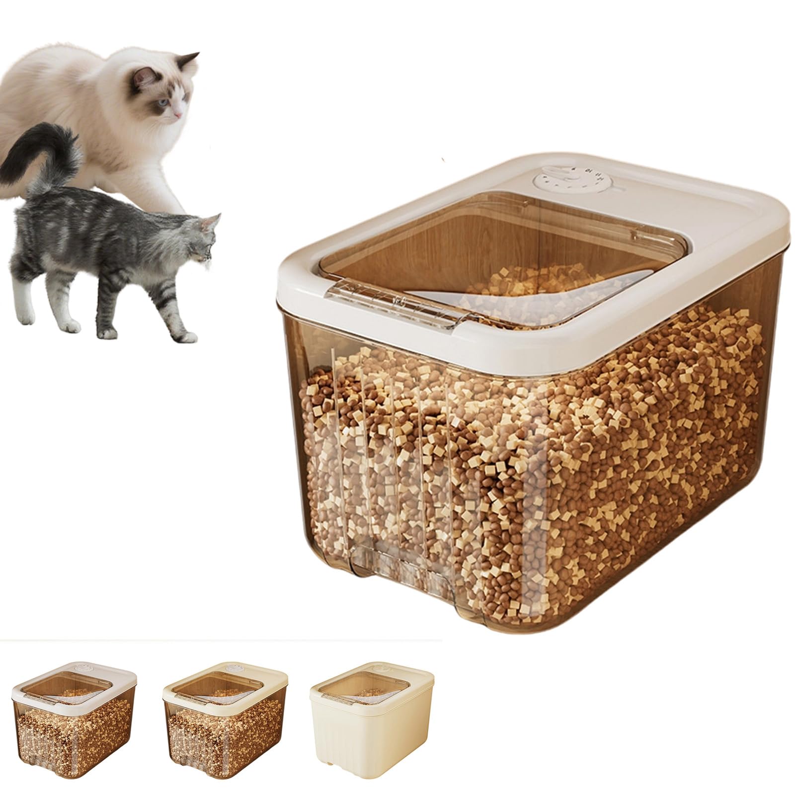 Pet Foods Storage Containers with Airtight Lid, Stackable, Cat Dog Food Storage Bucket Container, DampProof Airtight Animal Dry Bin (White, 10.5kg)