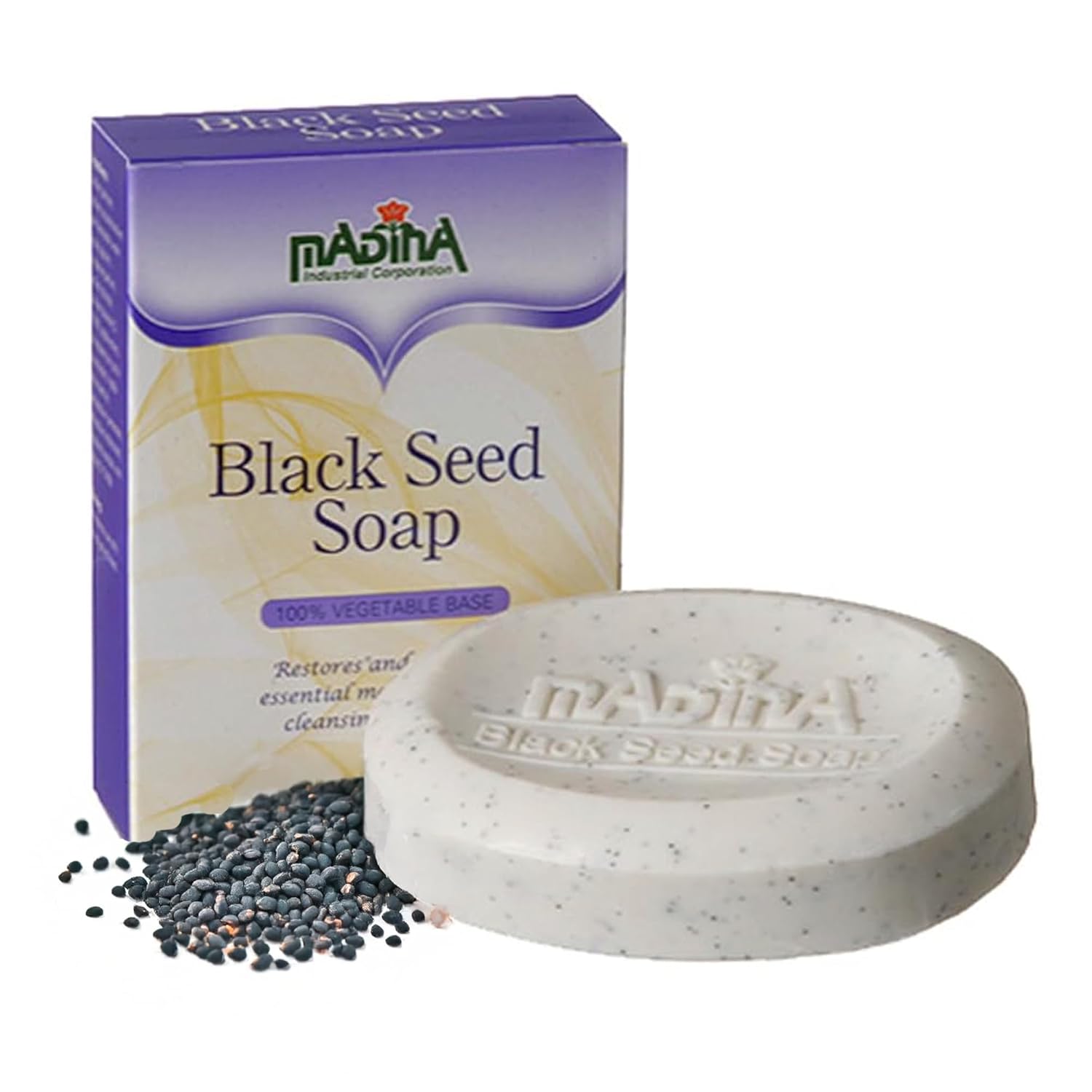Madina Black Seed Soap Bar – Moisturizing, Anti-Aging, Deep Cleansing, Black Seed Oil, Shea Butter, Jojoba Oil, Plant-Based, Gentle Face & Body Cleanser, 6 Pack (3.5 oz Each)