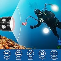 Vista 6 de B15 Luz de Buceo Subacuática 8000 Lúmenes Luces de Vídeo Subacuáticas 80m Luz de Buceo para Deportes Bajo el Agua, Filmación Submarina y Fotografía