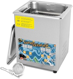 KECOOLKE 2.2 L Sonic Cleaner with Large Capacity with Heating and Time Setting 60 Watt Powerful Stainless Steel Professional Sonic Cleaner for Cleaning Tool Watch Glasses