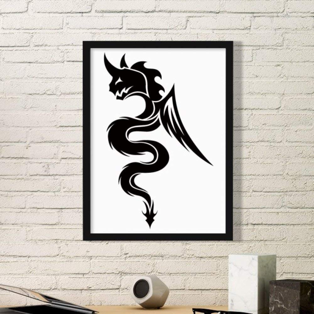 Cadre photo dragon noir avec illustration silhouette pour décoration murale de maison