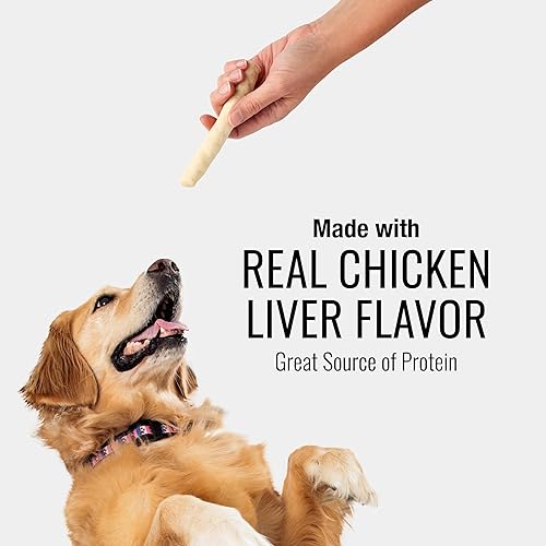 Vista 15 de GOOD 'N' FUN Rollos pequeños hechos con venado real, 10 unidades, cuero crudo altamente digerible para perros, multicolor, número de modelo: P-94431