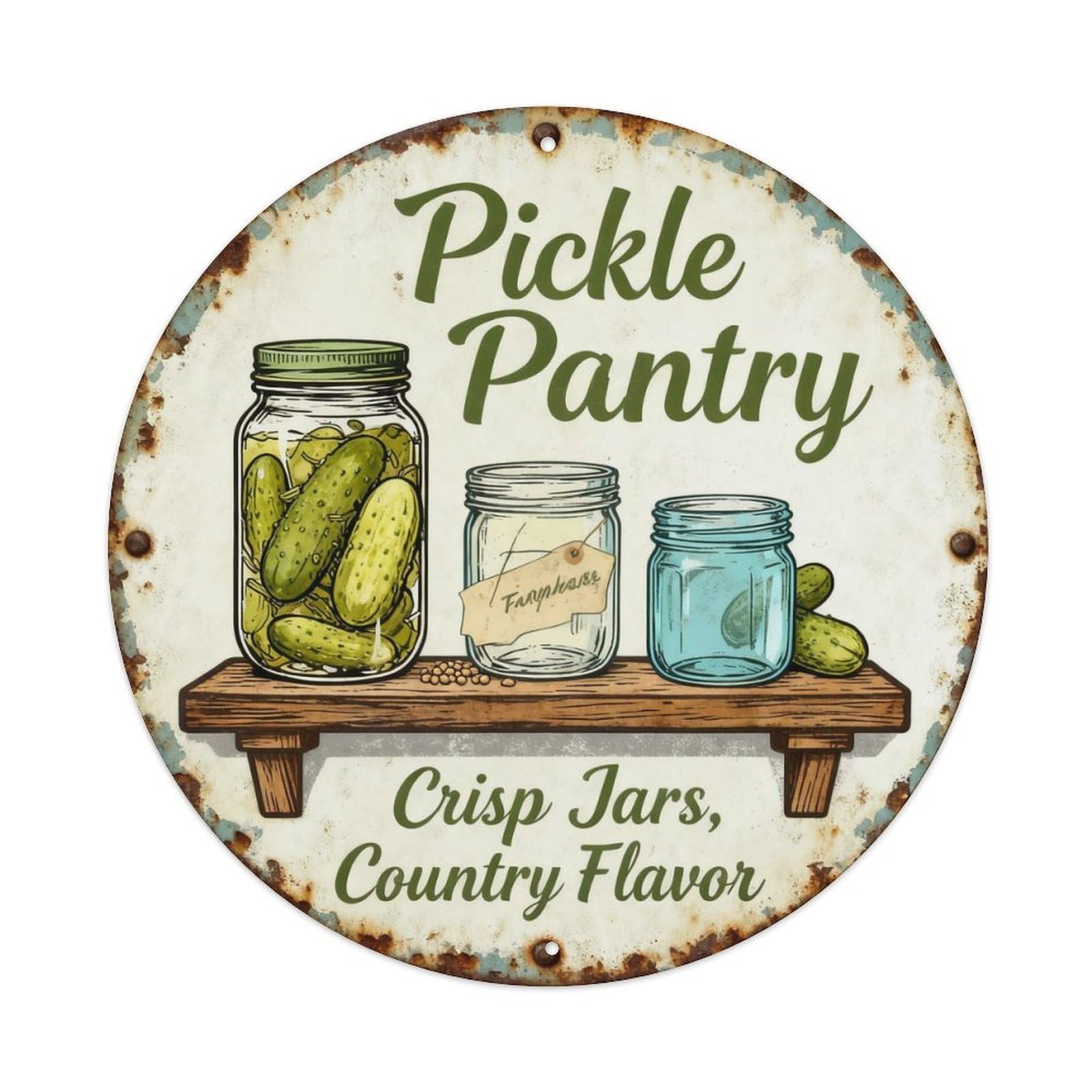 Pickle Pantry Farmhouse Kitchen Decor Metal Tin Sign Plaque