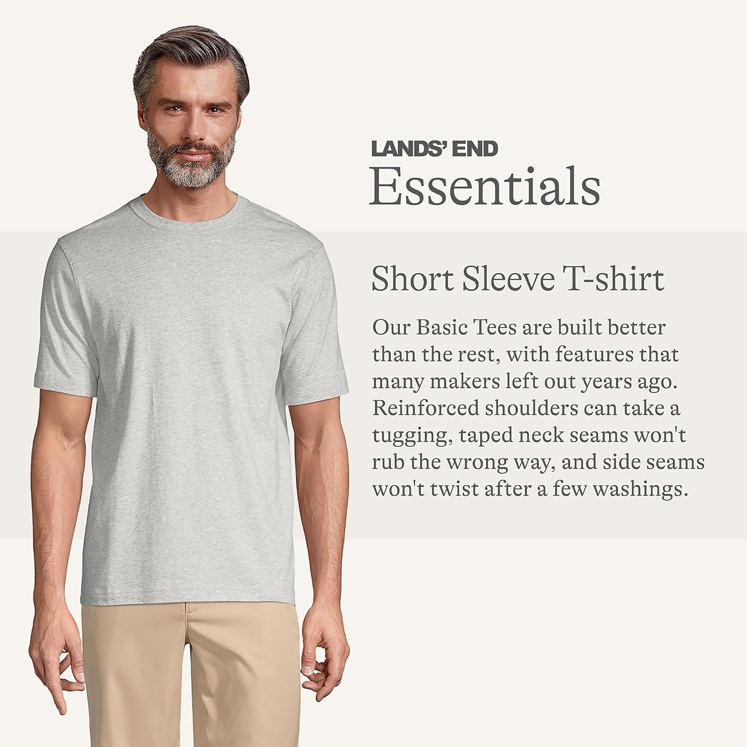 Lands' End Essentials Men's Short-Sleeve Soft Cotton T-Shirt - Relaxed Easy Fit - Image 3